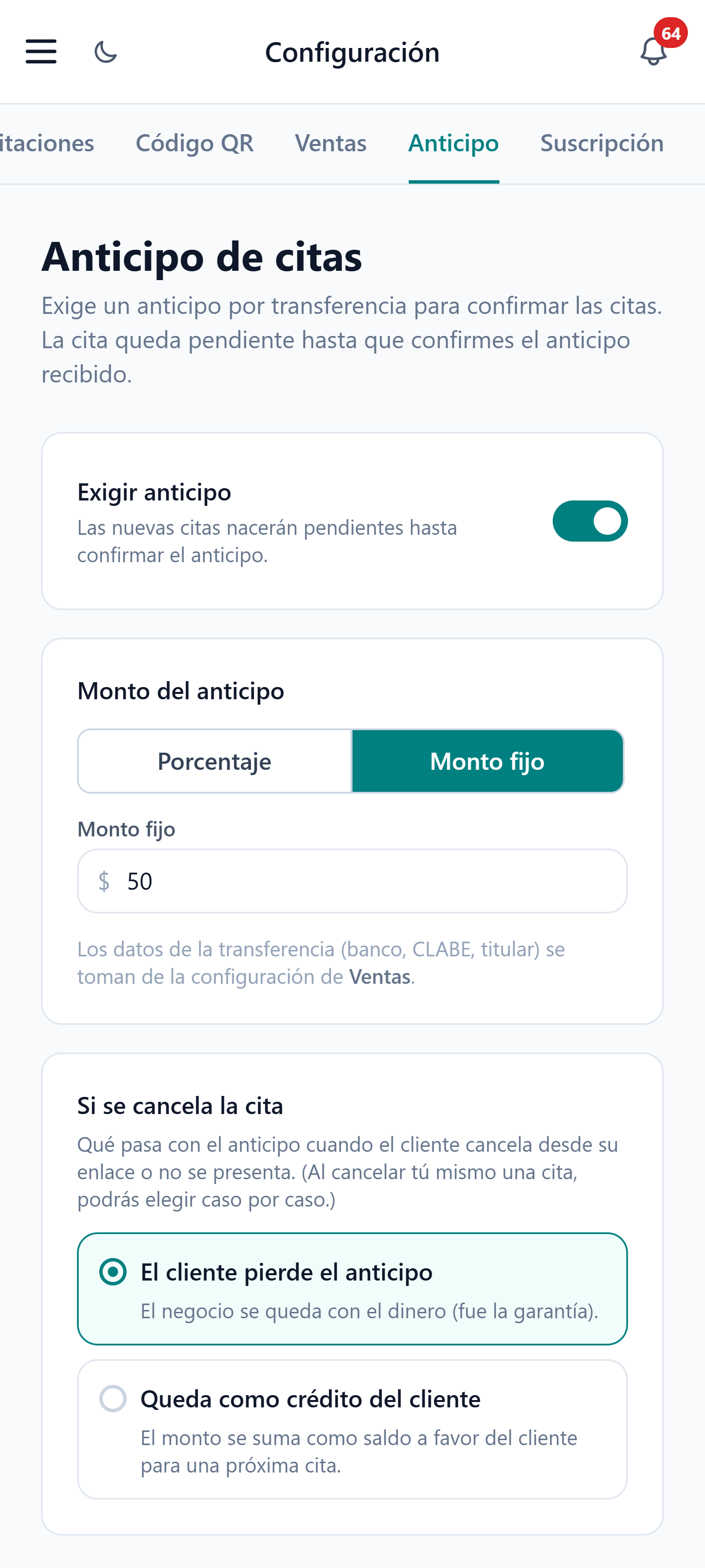 Anticipo de citas