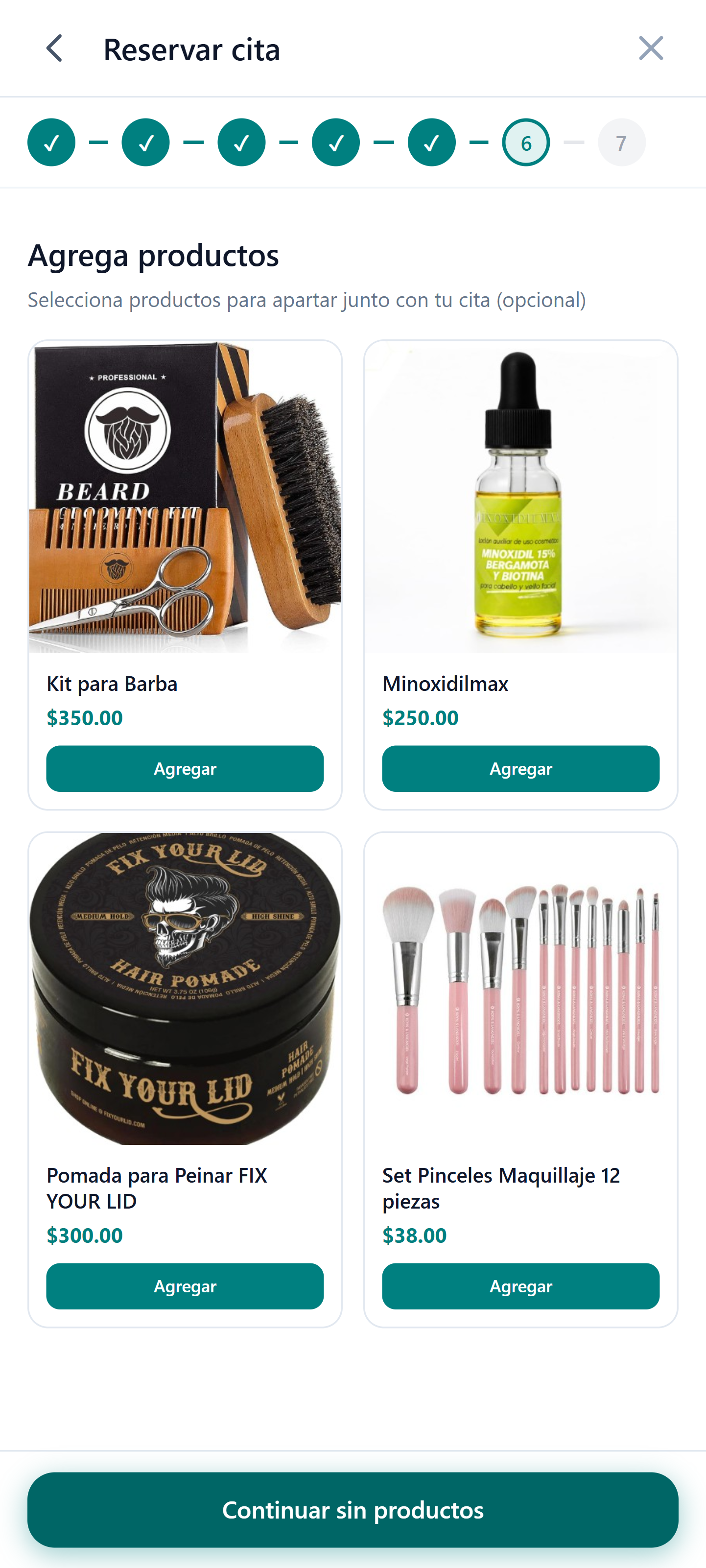 Agrega productos